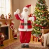 Levensgrote Zingende Kerstman 150 Cm, Geanimeerde Muziekfiguur Met Draaiend Hoofd, Zwaaiende Hand En Cadeau