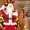 Levensgrote Zingende Kerstman 150 Cm, Geanimeerde Muziekfiguur Met Draaiend Hoofd, Zwaaiende Hand En Cadeau