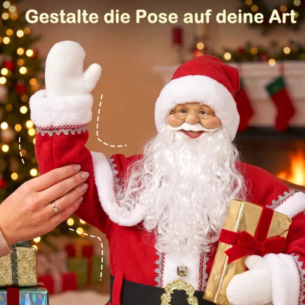 Levensgrote Zingende Kerstman 150 Cm, Geanimeerde Muziekfiguur Met Draaiend Hoofd, Zwaaiende Hand En Cadeau