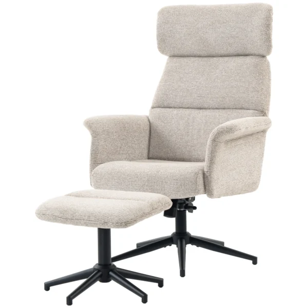 Loungesessel 360 Grad Drehbar Relaxsessel Mit Hocker Beige