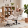 Loungesessel 360 Grad Drehbar Relaxsessel Mit Hocker Beige