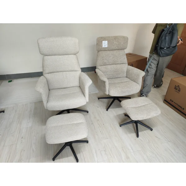 Loungesessel 360 Grad Drehbar Relaxsessel Mit Hocker Beige