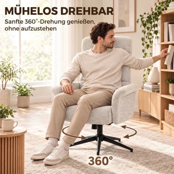 Loungesessel 360 Grad Drehbar Relaxsessel Mit Hocker Beige