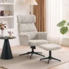 Loungesessel 360 Grad Drehbar Relaxsessel Mit Hocker Beige