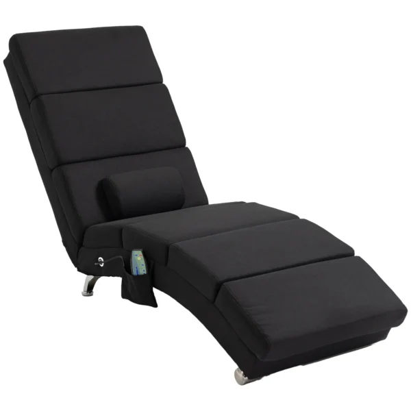 Massagesstoel, Relaxstoel, Ligstoel Met 8 Vibratiepunten, 5 Modi, 56 X 168 X 84 Cm, Zwart