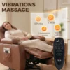 Massagestoel Met Verwarmingsfunctie, Draaibare Schommelstoel Met Voetensteun, Lichtbruin