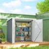 Metalen Apparatenhuis 1,1 M², Gereedschapsschuur Met Lessenaarsdak Afsluitbare Dubbele Deuren, 147 X 86 X 134 Cm