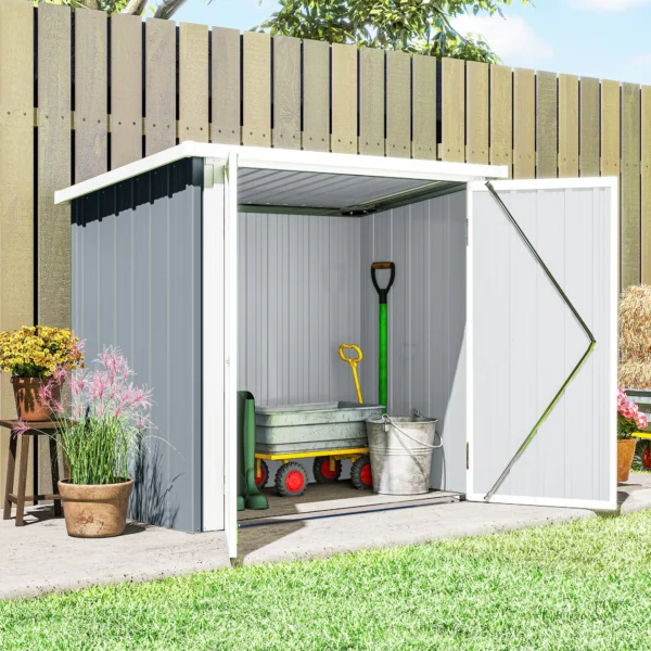 Metalen Apparatenhuis 1,1 M², Gereedschapsschuur Met Lessenaarsdak Afsluitbare Dubbele Deuren, 147 X 86 X 134 Cm