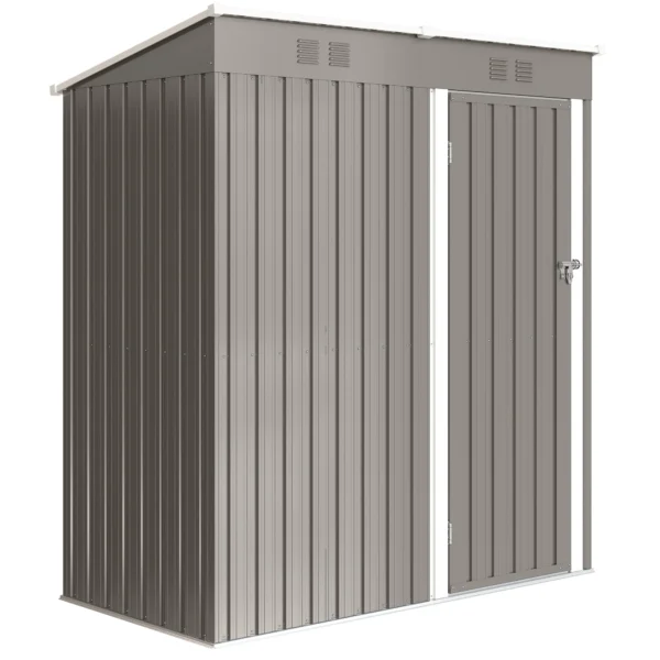 Metalen Tuinhuisje 1,37 M², Afsluitbaar Tuinhuisje Met Ventilatie Zadeldak Handschoenen, 163 X 90 X 179 Cm