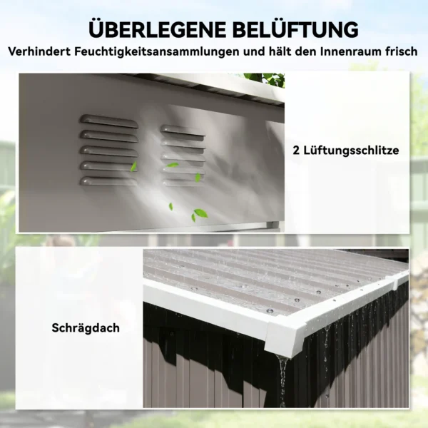 Metalen Tuinhuisje 1,37 M², Afsluitbaar Tuinhuisje Met Ventilatie Zadeldak Handschoenen, 163 X 90 X 179 Cm