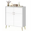 Modern Dressoir, 105,4 Cm Buffet Met Metalen Poten, Voor Eetkamer & Keuken, Crèmewit