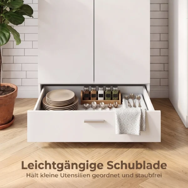 Modern Dressoir, Vrijstaande Opbergkast Met Lade En Verstelbare Plank, Wit