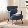 Moderne Fauteuil, Gestoffeerde Accentstoel Met Lendenkussen, Blauw