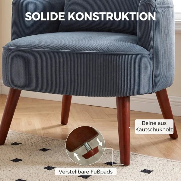 Moderne Fauteuil, Gestoffeerde Accentstoel Met Lendenkussen, Blauw