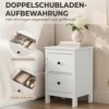 Moderner Nachttisch Mit 2 Schubladen, Beistelltisch Mit Schwarzen Griffen Fürs Schlafzimmer, Weiß