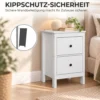 Moderner Nachttisch Mit 2 Schubladen, Beistelltisch Mit Schwarzen Griffen Fürs Schlafzimmer, Weiß