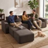Modulair U bank 287 Cm, Zonder Frame, Brede Diepe Zitoppervlak Van Corduroy, High density Schuim, Geen Montage Nodig, Khaki