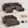 Modulair U bank 287 Cm, Zonder Frame, Brede Diepe Zitoppervlak Van Corduroy, High density Schuim, Geen Montage Nodig, Khaki