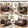 Modulair U bank 287 Cm, Zonder Frame, Brede Diepe Zitoppervlak Van Corduroy, High density Schuim, Geen Montage Nodig, Khaki