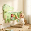 Montessori Motoriek Bord Houten Druk Bord Dinosaurus Wandmontage Met Xylofoon Klok Tandwielen Geluidsbalken