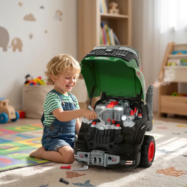 Motorspeelgoed Kinderen 60 delig Auto Reparatieset Met Afneembare Onderdelen, Lichtjes, Sproeinevel Geluiden, Stuurwiel