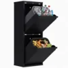 Mülleimer Soft Close Schmal Abfalleimer 2 Innenbehälter 30L Schwarz