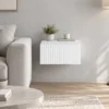 Nachtkastje Set Van 2 Wandgemonteerd Bijzettafel Met 2 Lades Nachtkastje 40 X 35 X 17 Cm, Wit