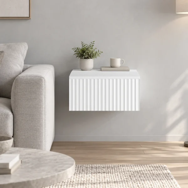 Nachtkastje Set Van 2 Wandgemonteerd Bijzettafel Met 2 Lades Nachtkastje 40 X 35 X 17 Cm, Wit