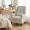 Oorfauteuil Met Armleuningen, Corduroy look Loungestoel Met Lendenkussen, Hoge Rugleuning Beige