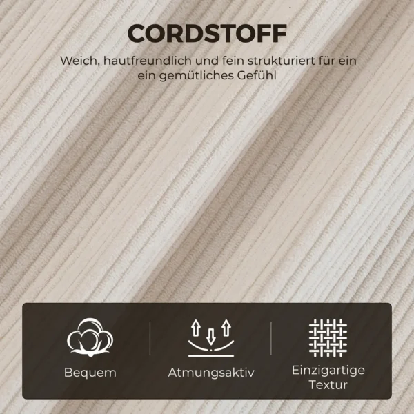 Oorfauteuil Met Armleuningen, Corduroy look Loungestoel Met Lendenkussen, Hoge Rugleuning Beige