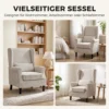 Oorfauteuil Met Armleuningen, Corduroy look Loungestoel Met Lendenkussen, Hoge Rugleuning Beige