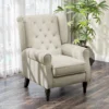 Oorfauteuil Relaxfauteuil Stoel, Vintage Design, Knoopstiksels, Gedraaide Poten, 74 Cm X 86 Cm X 102 Cm, Crèmewit