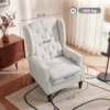 Oorfauteuil Relaxfauteuil Stoel, Vintage Design, Knoopstiksels, Gedraaide Poten, 74 Cm X 86 Cm X 102 Cm, Crèmewit