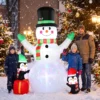 Opblaasbare Kerst Sneeuwpop, 243 Cm, Met Kleurrijk LED licht, Voor Buiten