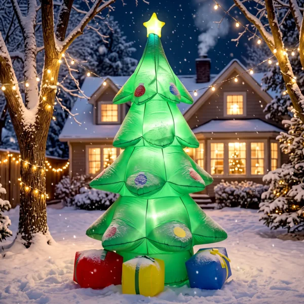 Opblaasbare Kerstboom 300 Cm Met RGB Ster LED licht, Geschenkdozen, XXL IP44 Waterdicht Voor Kerstfeesten