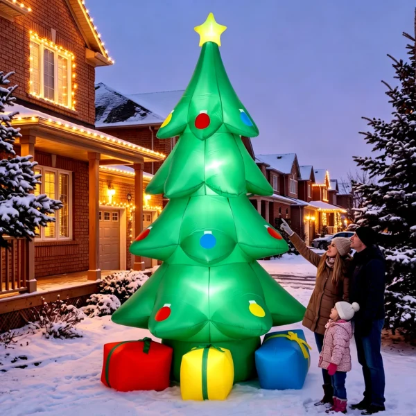 Opblaasbare Kerstboom 300 Cm Met RGB Ster LED licht, Geschenkdozen, XXL IP44 Waterdicht Voor Kerstfeesten