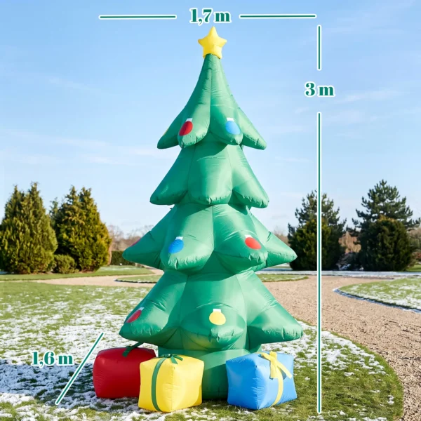 Opblaasbare Kerstboom 300 Cm Met RGB Ster LED licht, Geschenkdozen, XXL IP44 Waterdicht Voor Kerstfeesten