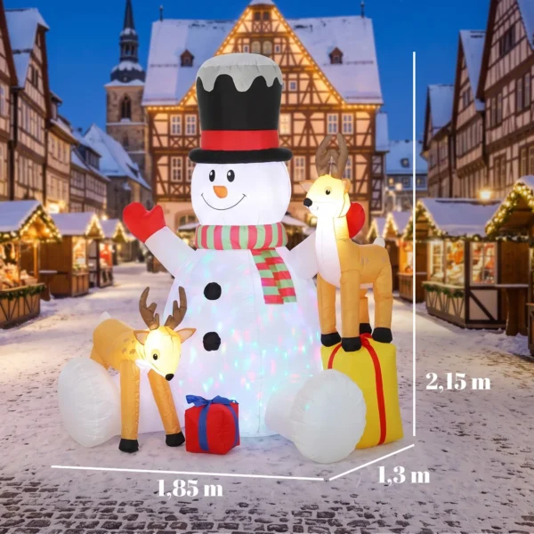 Opblaasbare Kerstman Met 2 Rendieren, 215 Cm, Voor Buiten, Met LED's En Tas