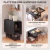 Opklapbare Eettafel In Industrieel Ontwerp, Geschikt Voor Maximaal 4 Personen, Open Rekken, Flexibel, Metaal, Spaanplaat, Zwart