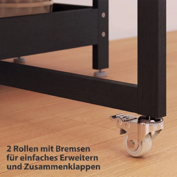 Opklapbare Eettafel In Industrieel Ontwerp, Geschikt Voor Maximaal 4 Personen, Open Rekken, Flexibel, Metaal, Spaanplaat, Zwart