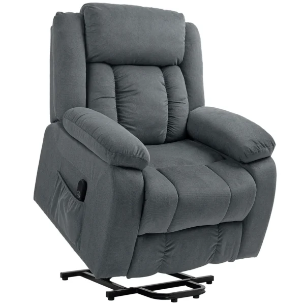 Opsta stoel Met Zachte Bekleding, Relaxstoel Met Afstandsbediening En Zijzakken, Grijs