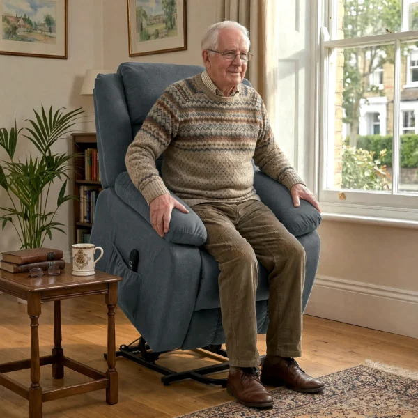 Opsta stoel Met Zachte Bekleding, Relaxstoel Met Afstandsbediening En Zijzakken, Grijs