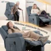Opsta stoel Met Zachte Bekleding, Relaxstoel Met Afstandsbediening En Zijzakken, Grijs