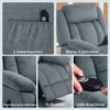 Opsta stoel Met Zachte Bekleding, Relaxstoel Met Afstandsbediening En Zijzakken, Grijs