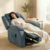 Opsta stoel Met Zachte Bekleding, Relaxstoel Met Afstandsbediening En Zijzakken, Grijs