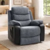 Opsta stoel Met Zachte Corduroy Bekleding, Relaxstoel Met Afstandsbediening En Zijzakken, Donkergrijs