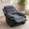 Opsta stoel Met Zachte Corduroy Bekleding, Relaxstoel Met Afstandsbediening En Zijzakken, Donkergrijs