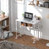 Opvouwbaar Bureau, Om Te Bouwen Tot Bijzettafel, Open Rek, Wit