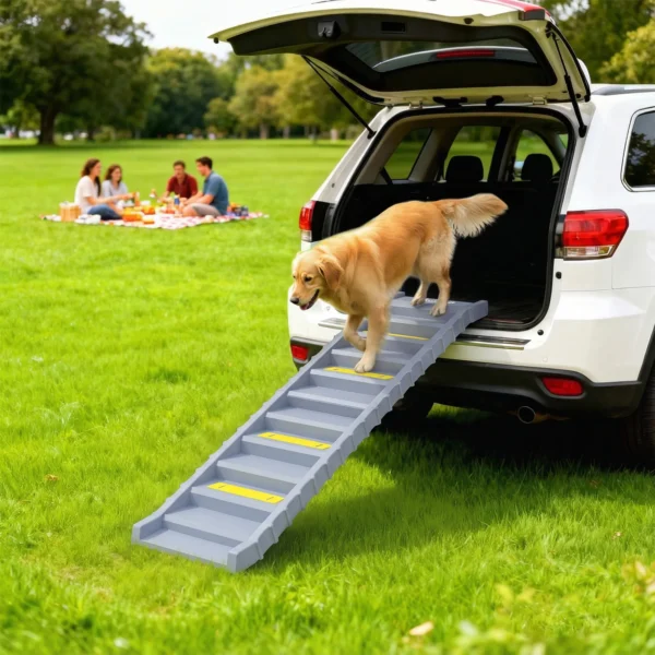 Opvouwbare Hondenloopplank Voor Auto Met 10 Treden, Antislip Oppervlak, 154x40cm Voor Grote Honden Tot 25kg