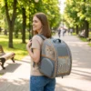 Opvouwbare Hondenrugzak Katzenrucksack Met Netvenster, Zijvakken, Uitneembare Bodem Tot 5 Kg Grijs